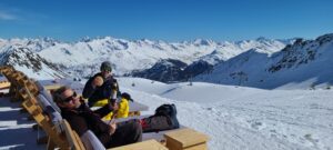Oklahoma Ski Club enjoys the ski beach loungers in Davos Switzerland